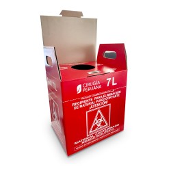 Recipiente de cartón para residuos punzo cortantes 7 litros